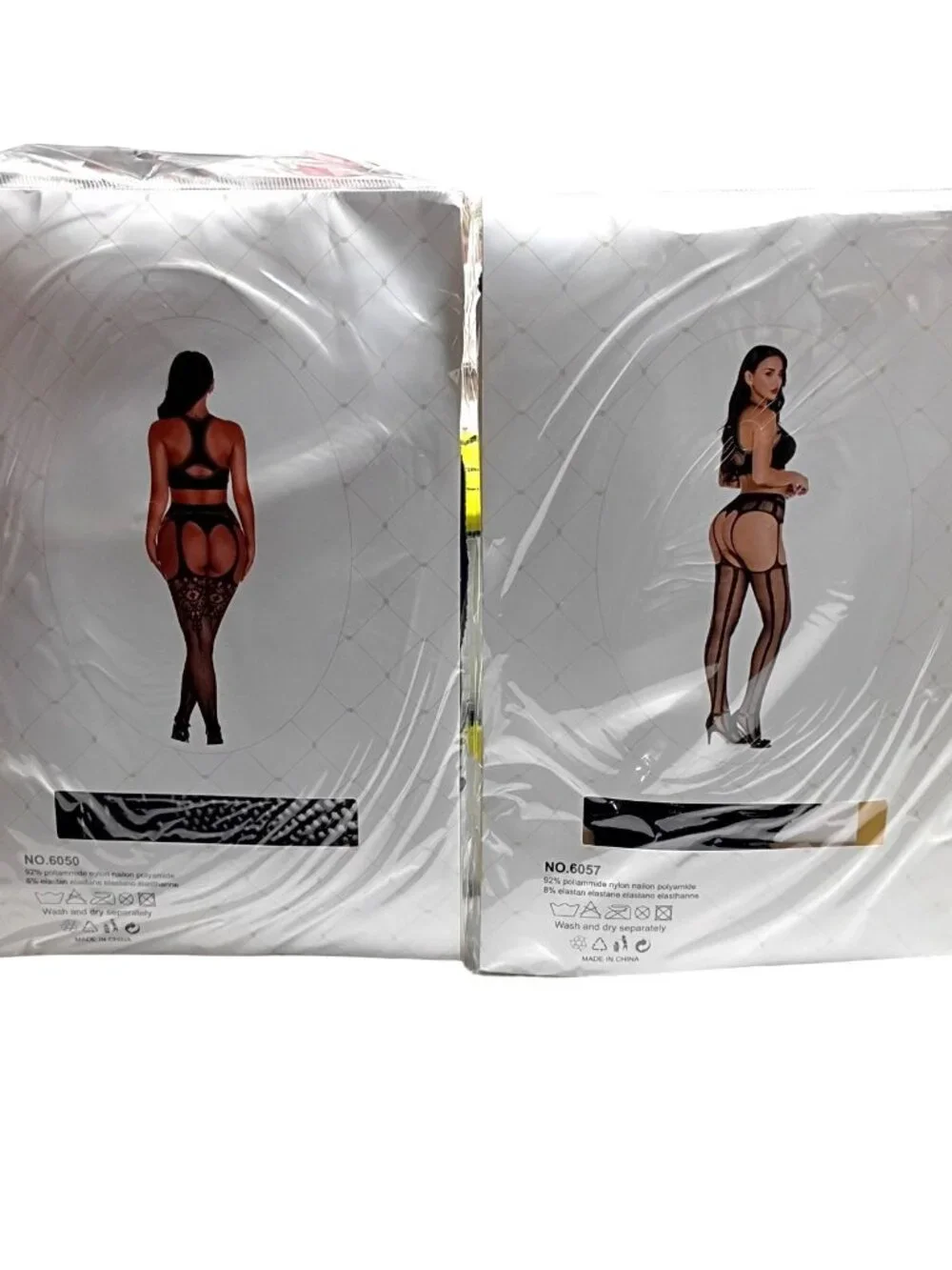 Fashion Sexy Patterned Pantyhose No.6050 & 6057 One Size Fits Most Black Nylon